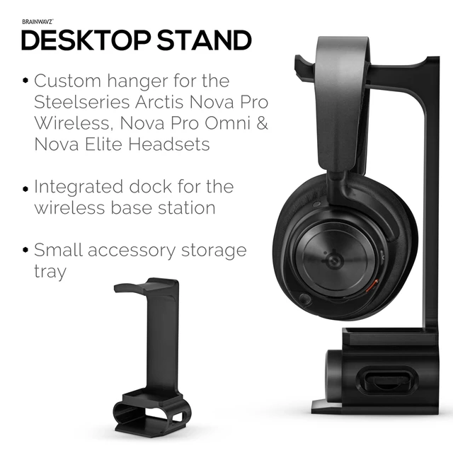 Alt view image 5 of 5 - BRAINWAVZ Headphone Stand Designed for Steelseries Arctis Nova Pro Wireless Headsets with Dock for the Wireless Base Station (HPS01)