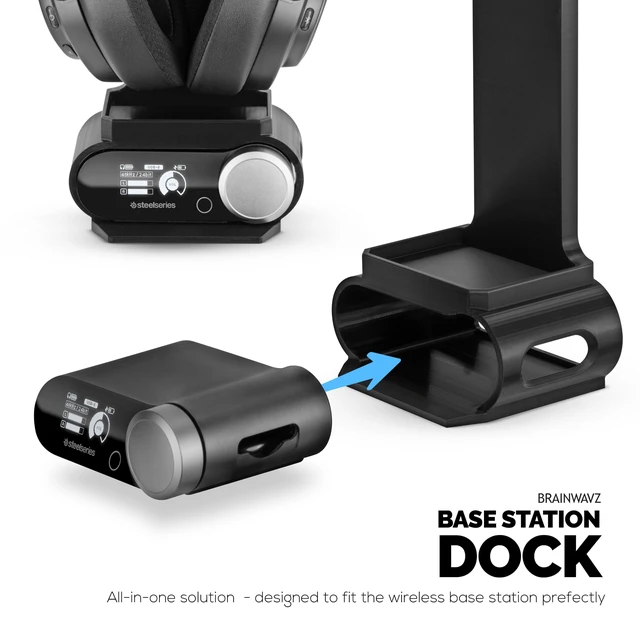 Alt view image 4 of 5 - BRAINWAVZ Headphone Stand Designed for Steelseries Arctis Nova Pro Wireless Headsets with Dock for the Wireless Base Station (HPS01)