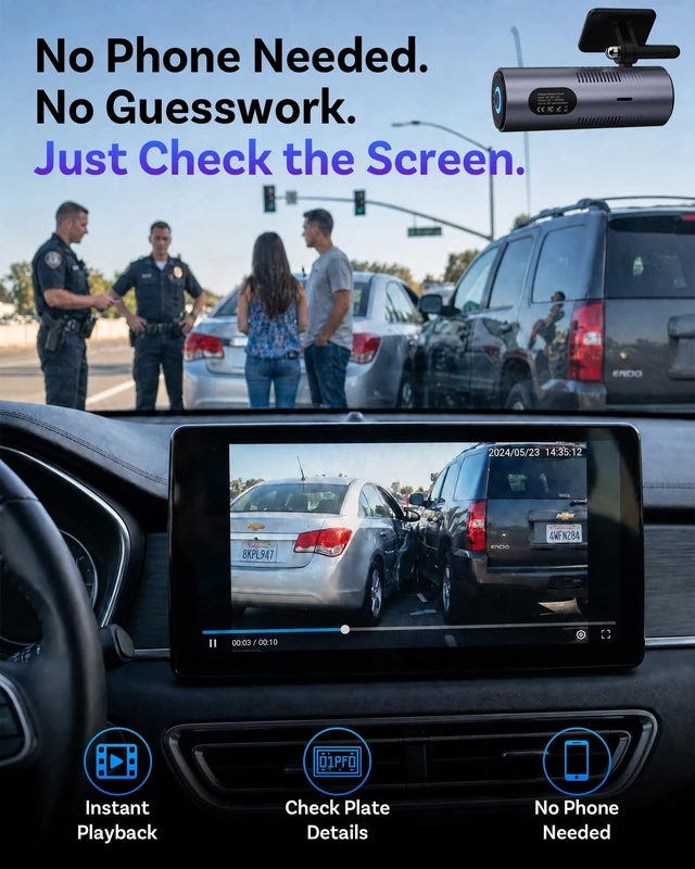 Alt view image 4 of 5 - OTTOCAST OttoSafe Dash Cam Front and Rear with Wireless CarPlay Adapter