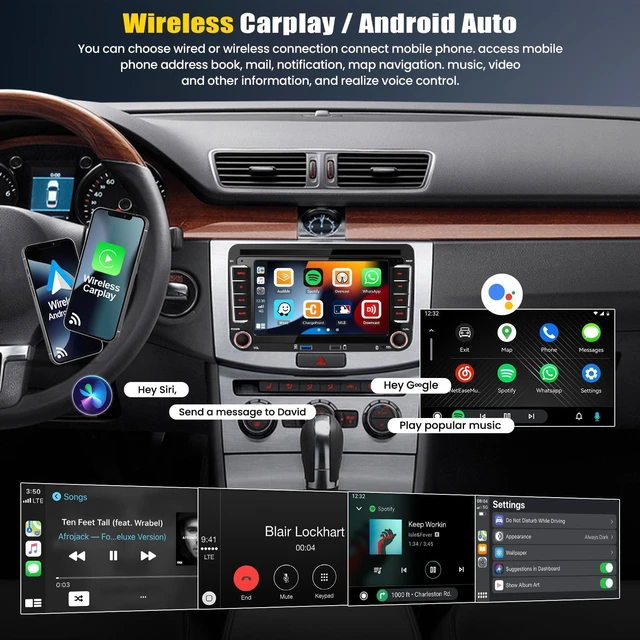 Alt view image 3 of 5 - Car Radio for VW Volkswagen Passat Golf Jetta Tiguan Beetle Polo Skoda Seat, 7 Inch IPS Touchscreen, Wireless CarPlay, Android Auto, Bluetooth, FM/RDS, Mirror Link, with Backup Camera