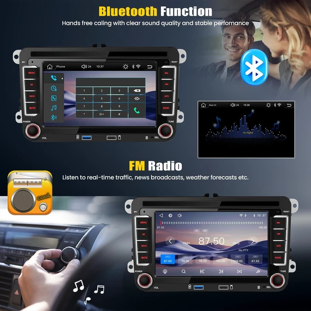 Alt view image 5 of 5 - Car Radio for VW Volkswagen Passat Golf Jetta Tiguan Beetle Polo Skoda Seat, 7 Inch IPS Touchscreen, Wireless CarPlay, Android Auto, Bluetooth, FM/RDS, Mirror Link, with Backup Camera