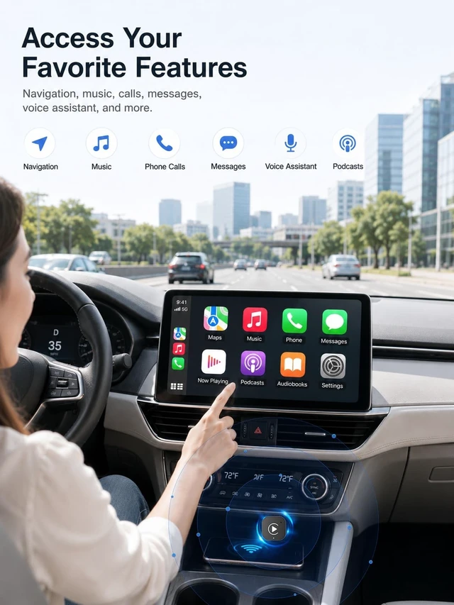 Alt view image 5 of 5 - Hyphoon Wireless CarPlay Adapter USB C, Compact Android Auto Dongle