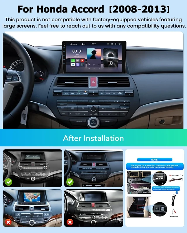 Alt view image 2 of 5 - Car Stereo for Honda Accord 2008-2013, 10.1" Touchscreen Radio