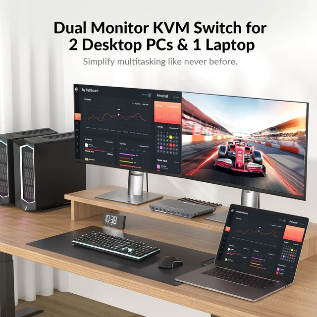 Alt view image 3 of 5 - AV Access Docking Station KVM Switch 2 Monitors 1 Laptop & 2 Desktop PCs