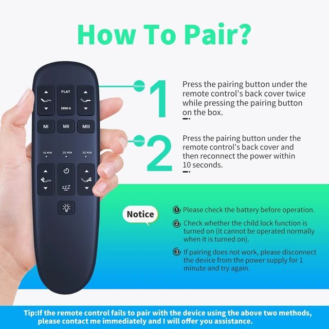 Alt view image 2 of 5 - Snrigw RF373E Remote for Ergomotion/Blissful Nights e4/e6 Bed JLDK.28.10.14