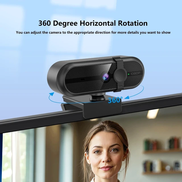 Alt view image 3 of 5 - MOERTEK 1080P Webcam for PC, Webcam with Mic, Auto Light Correction, 90 Wide Angle, Built-in Privacy Cover, Supports YouTube, Zoom, Teams, Meet, Skype, Perfect for Solo Meeting, Live Streaming