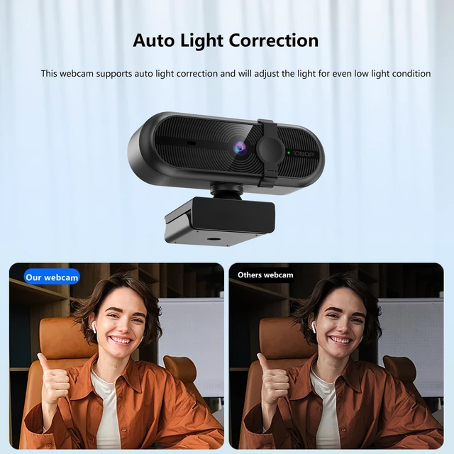 Alt view image 4 of 5 - MOERTEK 1080P Webcam for PC, Webcam with Mic, Auto Light Correction, 90 Wide Angle, Built-in Privacy Cover, Supports YouTube, Zoom, Teams, Meet, Skype, Perfect for Solo Meeting, Live Streaming