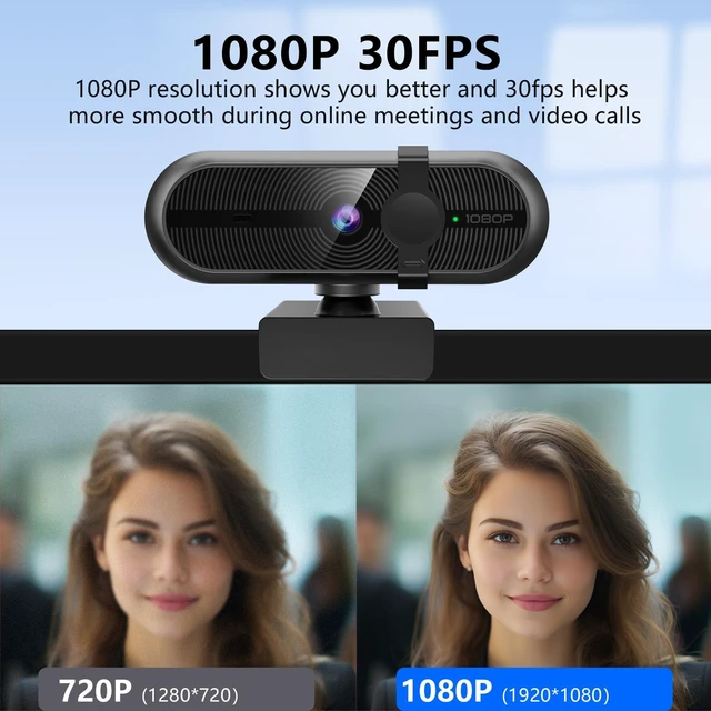 Alt view image 2 of 5 - MOERTEK 1080P Webcam for PC, Webcam with Mic, Auto Light Correction, 90 Wide Angle, Built-in Privacy Cover, Supports YouTube, Zoom, Teams, Meet, Skype, Perfect for Solo Meeting, Live Streaming