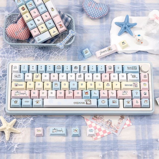 Alt view image 3 of 5 - ZERRIOY 130 Keys PBT Dye-Sublimation Blue Pink Kawaii Anime Keycaps