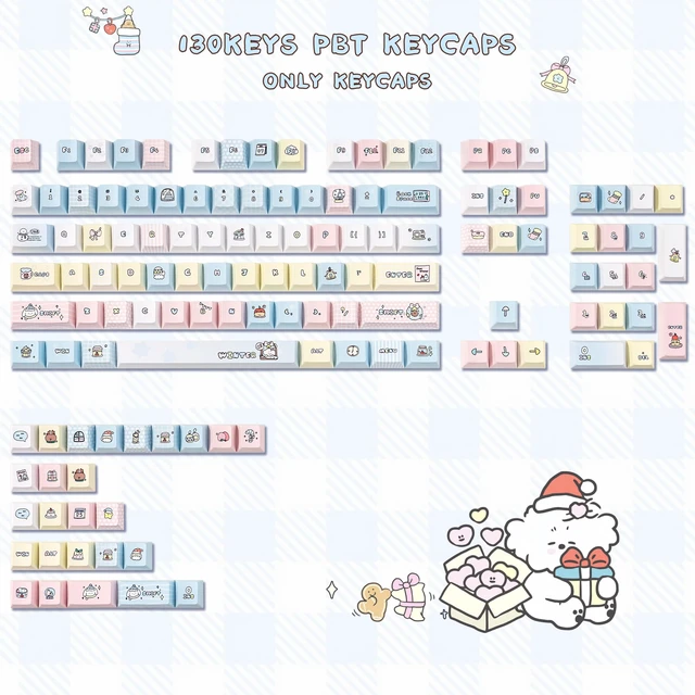 Alt view image 2 of 5 - ZERRIOY 130 Keys PBT Dye-Sublimation Blue Pink Kawaii Anime Keycaps