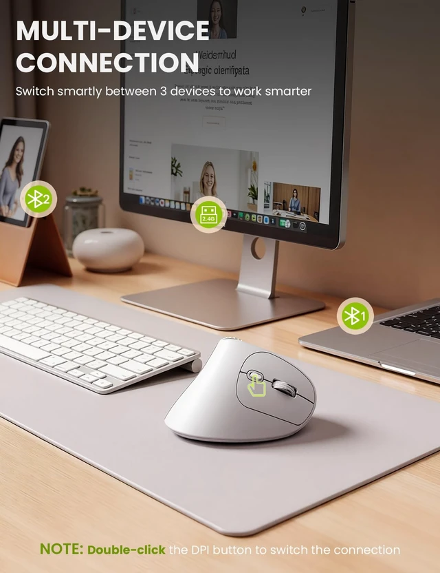Alt view image 4 of 5 - SABLUTE MAM51 Ergonomic Mouse, Wireless Mouse with Side Scroll Wheel