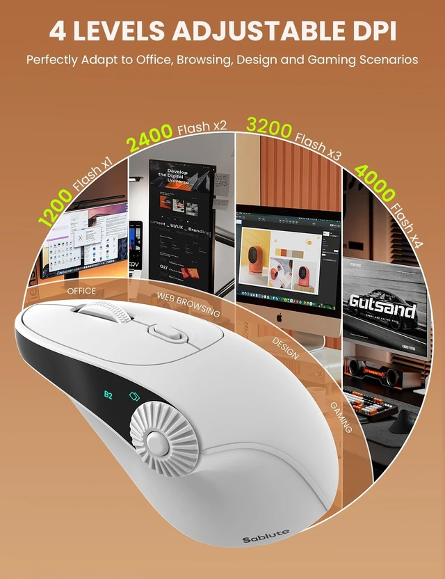 Alt view image 5 of 5 - SABLUTE MAM51 Ergonomic Mouse, Wireless Mouse with Side Scroll Wheel