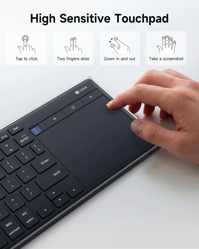 Alt view image 4 of 5 - CZUR K5S Bluetooth Keyboard with Touchpad, Wireless & Wired Keyboard