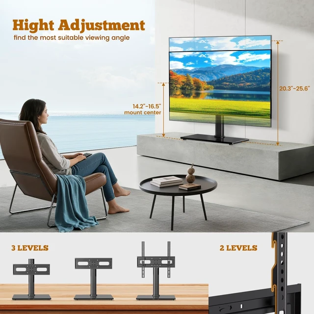 Alt view image 3 of 5 - SIMINGTEC Universal TV Stand for 27-60 Inch Flat/Curved TVs up to 88 lbs