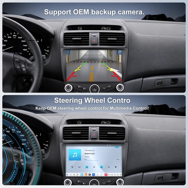 Alt view image 4 of 5 - 4G LTE QLED Radio for Honda Accord 7th Gen 2003-2007 Upgrade,8-Core CPU Touch Screen Stereo,Wireless CarPlay & Android Auto,Free Camera