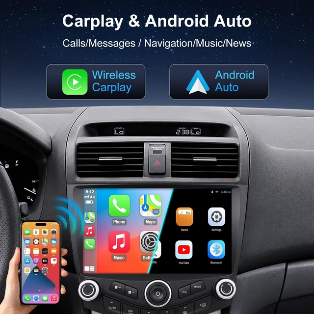 Alt view image 5 of 5 - 4G LTE QLED Radio for Honda Accord 7th Gen 2003-2007 Upgrade,8-Core CPU Touch Screen Stereo,Wireless CarPlay & Android Auto,Free Camera