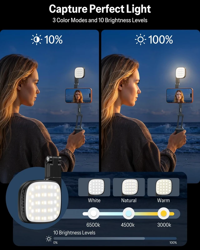 Alt view image 3 of 5 - OMOTON TP02-Pro-CK Magnetic Phone Holder Kit with Fill Light & 2 Remotes