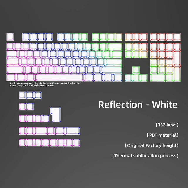 Alt view image 2 of 5 - Owpkeenthy PBT Five Side Printed Cherry Profile Translucent Keycaps (White)