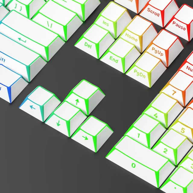 Alt view image 5 of 5 - Owpkeenthy PBT Five Side Printed Cherry Profile Translucent Keycaps (White)