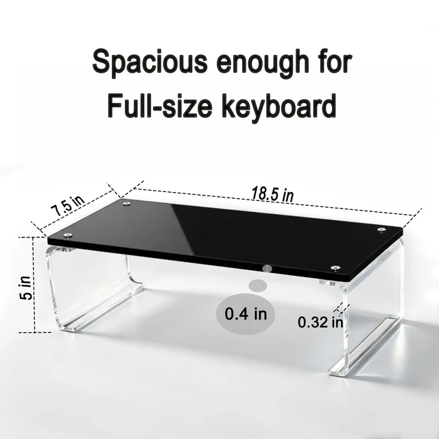 Alt view image 2 of 5 - GRASS BROOK Acrylic Monitor & Laptop Stand Riser L18.5 x H5, Black