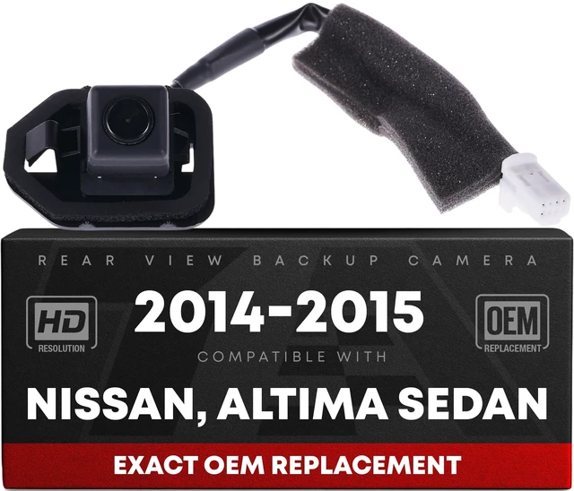 Main image of Rear View Backup Camera, Reverse Park Assist - Compatible with 2014-2015 Nissan Altima Sedan - Plastic, Glass - Vehicle Parking Camera Replacement - OEM 284423TA2B, 284423TA1B, 590-955, NI1960118