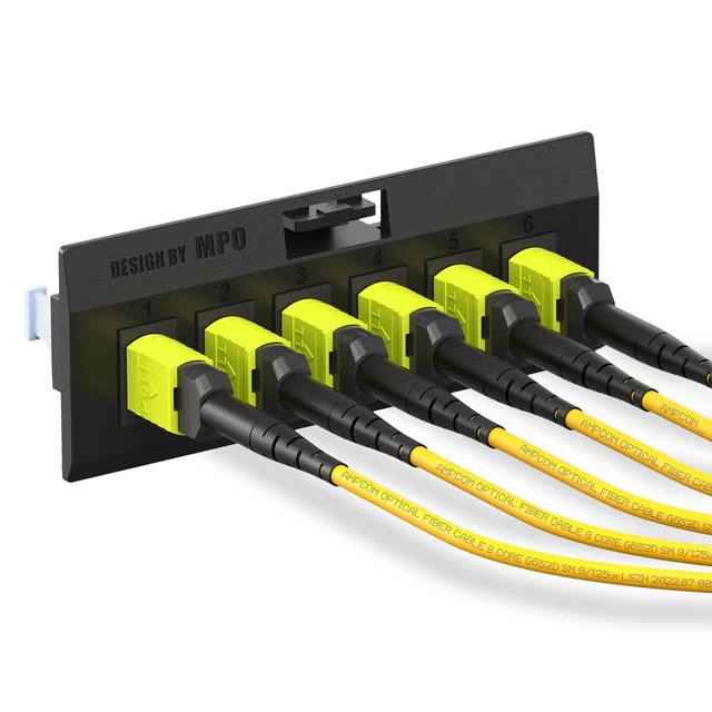 Alt view image 3 of 5 - AMPCOM MPO to LC Breakout Cable 9/125m Singlemode OS1/OS2(8 Fiber, MPO to LC, Type B, LSZH/Riser, UPC, Yellow) 1m (3ft)