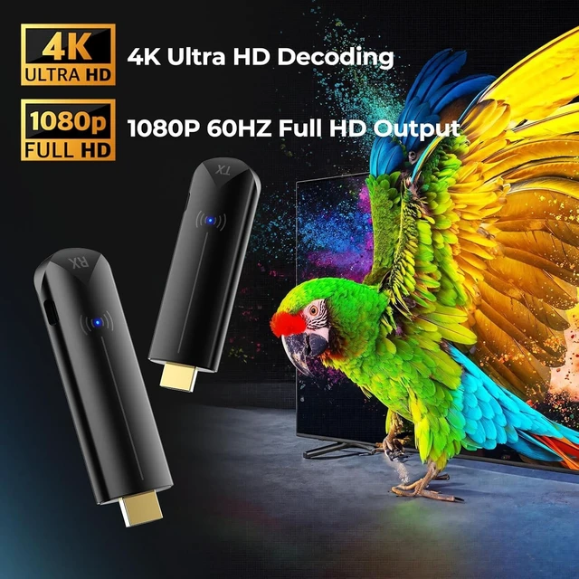 Alt view image 4 of 5 - Wireless HDMI Transmitter and Receiver, 328FT/100M,Plug & Play,5G+2.4G,4K Decode 1080P Output,Portable Wireless HDMI Extender Kit for Meeting,Streaming to Monitor from Laptop/TV Box
