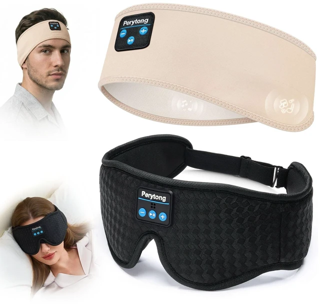 Main image of Sleep Mask and Headband Headphones Set, 14 Hours of Your Favorite Sounds + Complete Darkness - Zero Pressure on Your Ears When You Side Sleep - Bluetooth Headphones for Travel, ASMR, Meditation