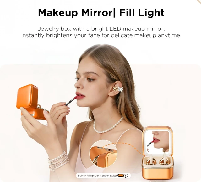 Alt view image 4 of 5 - YUEHEMEI Clip on Open Ear Wireless Earbuds with Butterfly Earrings