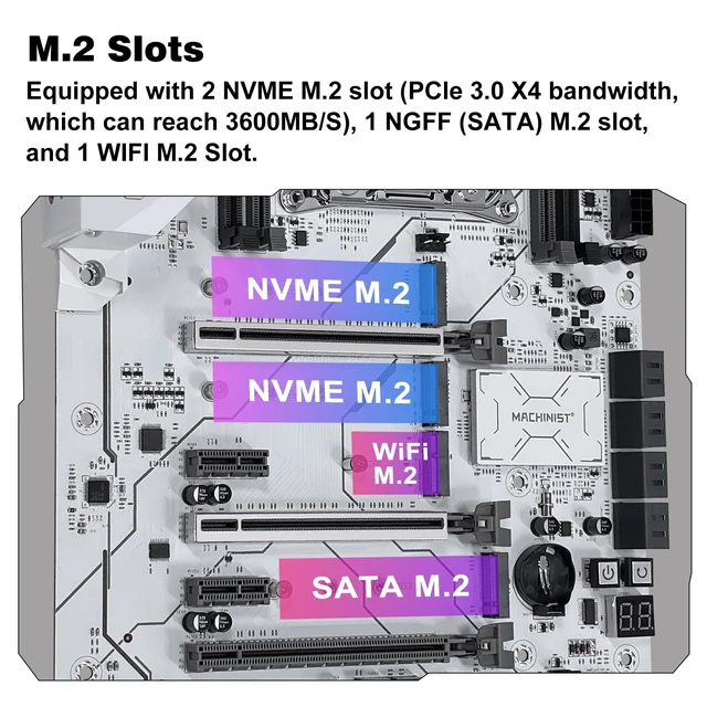 Alt view image 4 of 5 - MACHINIST X99 F-X9D LGA 2011-V3 Motherboard for Intel Xeon E5 V3/V4 Core i7