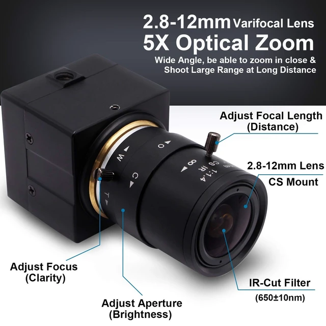 Alt view image 2 of 5 - SVPRO 1080P HD Webcam with Zoom Lens 2.8-12mm Manual Focus Camera 30fps/60fps/100pfs High Definition USB Camera UVC Free Drive for PC & Laptop