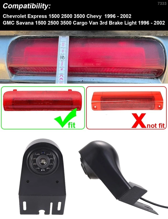 Alt view image 2 of 5 - 3rd Brake Light Parking Camera Reversing Rear View Camera Replacement for Chevrolet Express 1500 2500 3500 Chevy 1996 2002 GMC Savana 1500 2500 3500 Cargo Van 1996-2002