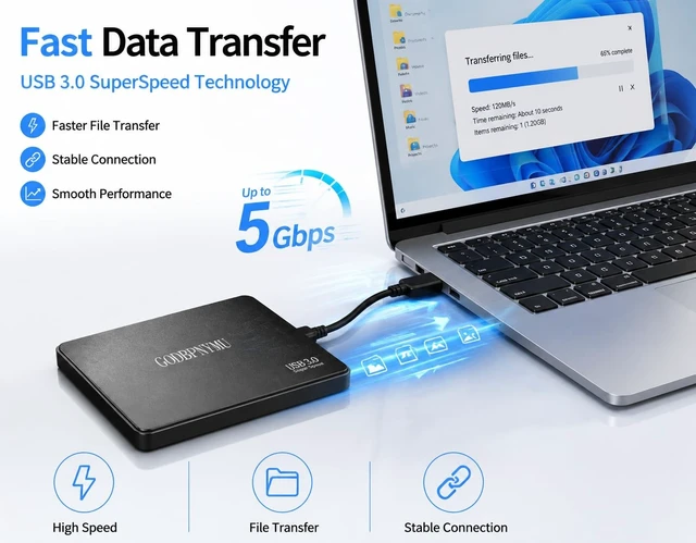 Alt view image 4 of 5 - GODBPNYMU Portable 320GB External Hard Drive USB 3.0
