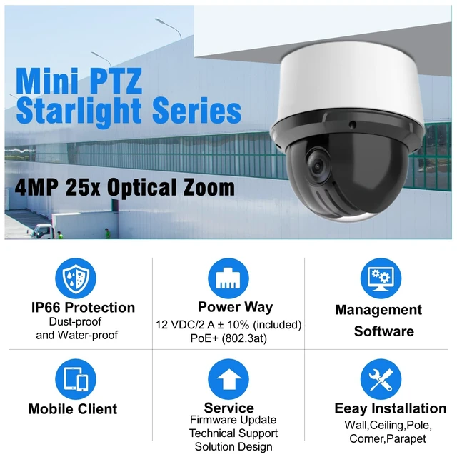 Alt view image 3 of 5 - GemaVision PTZ Camera 4MP Imaging 1/2.8" CMOS 25x IR IP POE PTZ Camera, for Home Security, 5 mm125 mm Lens,Support Auto Tracking, IVS and Face Detection, PTZ425DB-AT