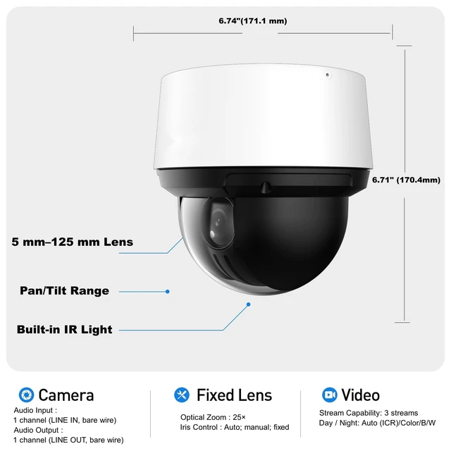 Alt view image 4 of 5 - GemaVision PTZ Camera 4MP Imaging 1/2.8" CMOS 25x IR IP POE PTZ Camera, for Home Security, 5 mm125 mm Lens,Support Auto Tracking, IVS and Face Detection, PTZ425DB-AT