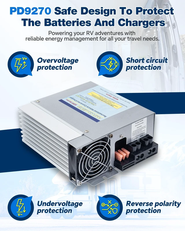 Alt view image 2 of 5 - PD9270 70 Amp RV Power Converter Charger with Built-in Charge Wizard, 12V 9200 Series Smart Battery Charger Direct Replacement for Progressive Dynamics PD9270V, Inteli-Power, RV Camper Trailer