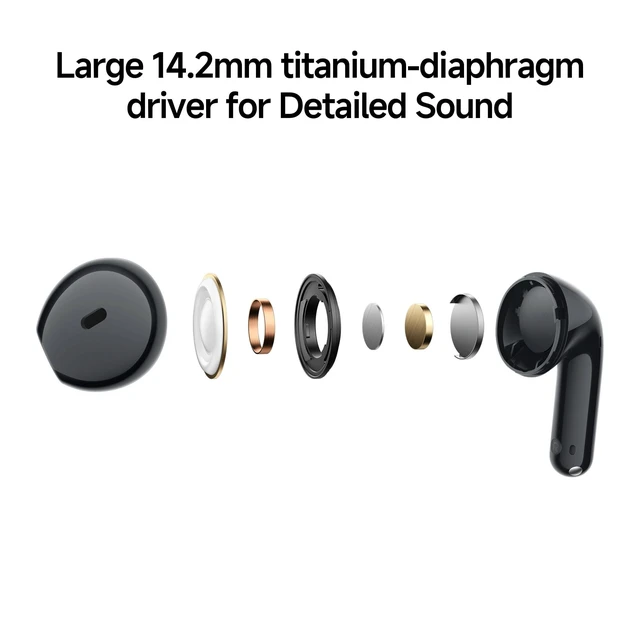 Alt view image 4 of 5 - XIAOMI Redmi Buds 8 Active Wireless Earbuds, SemiinEar Design, 14.2mm Titanium Driver, DualMic AI Call Noise Reduction, 37H Playtime, Bluetooth 5.4, IP54 Water Resistant, Customizable EQ (Black
