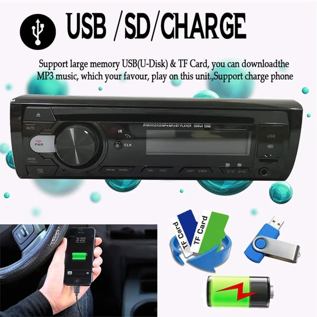 Alt view image 4 of 5 - WEPARTICULAR Single Din 24V Car Radio DVD CD Player Car MP3 Stereo Car,Handsfree Audio Radio,Support Bluetooth/FM/USB/AUX