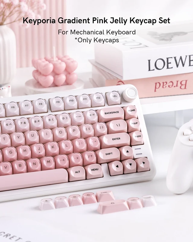 Alt view image 2 of 5 - Keyporia Jelly Keycaps Set, 128 Keys Double-Shot Gradient Pink Keycaps