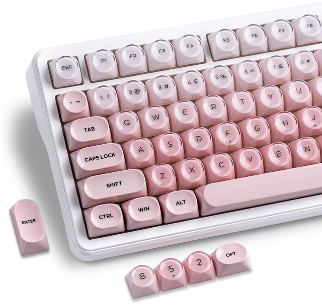 Main image of Keyporia Jelly Keycaps Set, 128 Keys Double-Shot Gradient Pink Keycaps