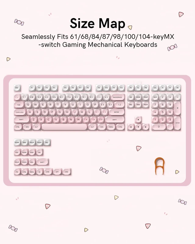 Alt view image 4 of 5 - Keyporia Jelly Keycaps Set, 128 Keys Double-Shot Gradient Pink Keycaps