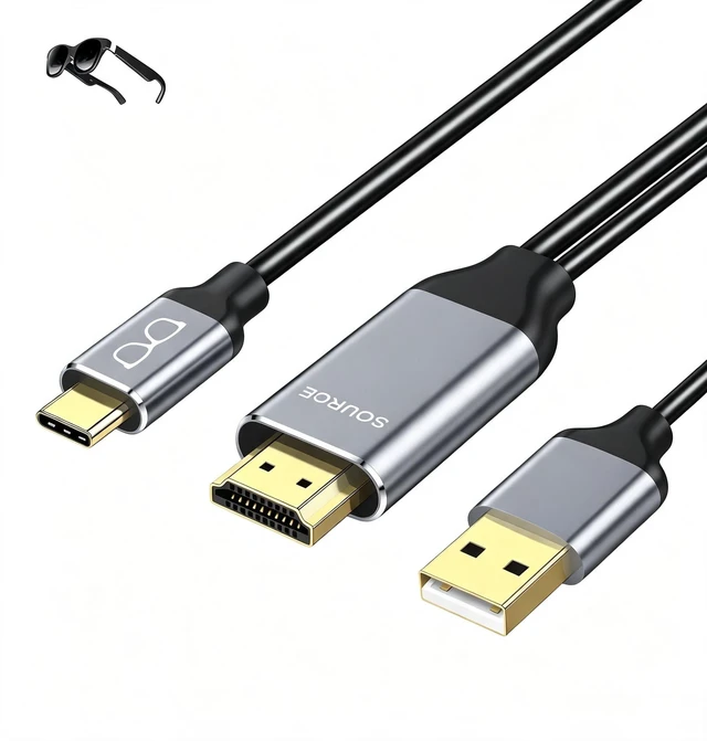 Main image of XinYaa HDMI to USB-C Cable with Power 4K@60Hz 6.6FT for PC to AR Glasses