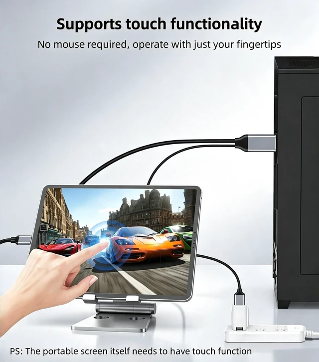 Alt view image 4 of 5 - XinYaa HDMI to USB-C Cable with Power 4K@60Hz 6.6FT for PC to AR Glasses