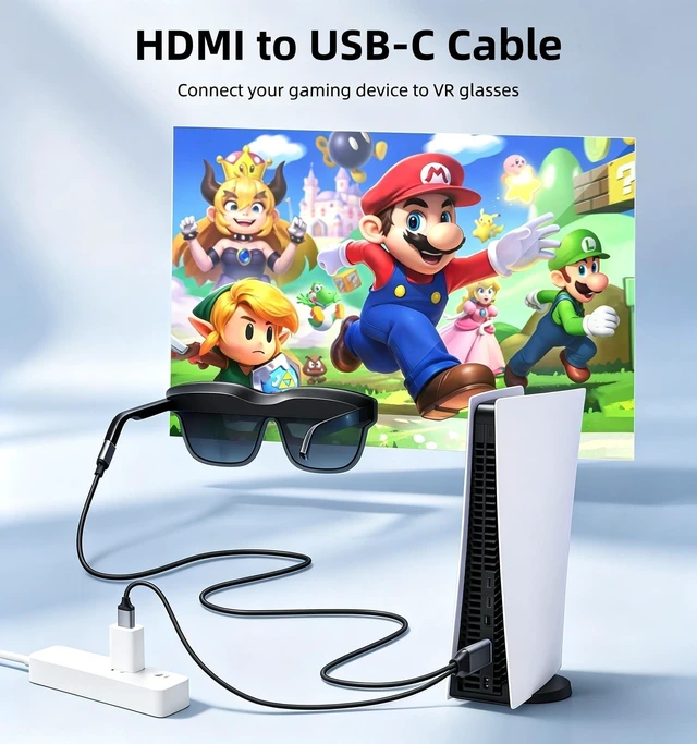 Alt view image 3 of 5 - XinYaa HDMI to USB-C Cable with Power 4K@60Hz 6.6FT for PC to AR Glasses