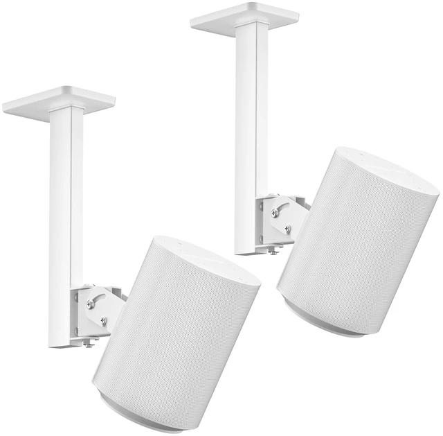 Main image of 2 Pack Speaker Mount for Sonos Era 100 and Era 100 SL Ceiling Mount Tilt +15/-30 & Swivel 90 Adjustable for Sonos Era 100 Mounting for Better Sound Included Screw Kits Easy to Install, White