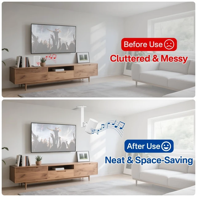 Alt view image 5 of 5 - 2 Pack Speaker Mount for Sonos Era 100 and Era 100 SL Ceiling Mount Tilt +15/-30 & Swivel 90 Adjustable for Sonos Era 100 Mounting for Better Sound Included Screw Kits Easy to Install, White