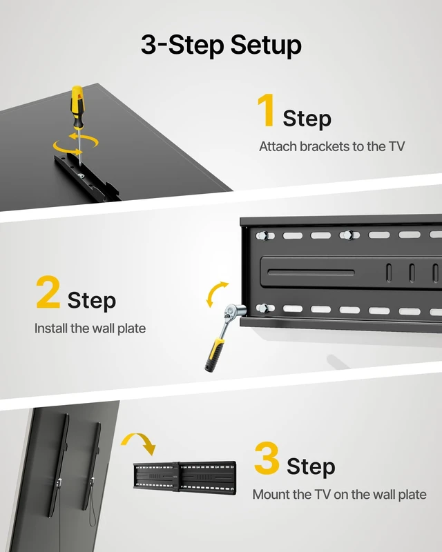 Alt view image 5 of 5 - monTEK Heavy Duty Fixed TV Wall Mount Bracket 75-150 Inch TVs
