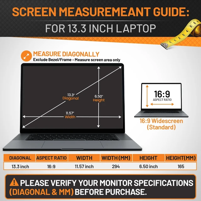 Alt view image 2 of 5 - Tecgear 13.3 Inch Laptop Privacy Screen Filter 16:9 ^^ Anti Glare Blue Light Blocking Screen Protector ^^ Removable Privacy Shield for Laptop and Notebook Computer ^^ Adhesive and Hang Tab Installatio