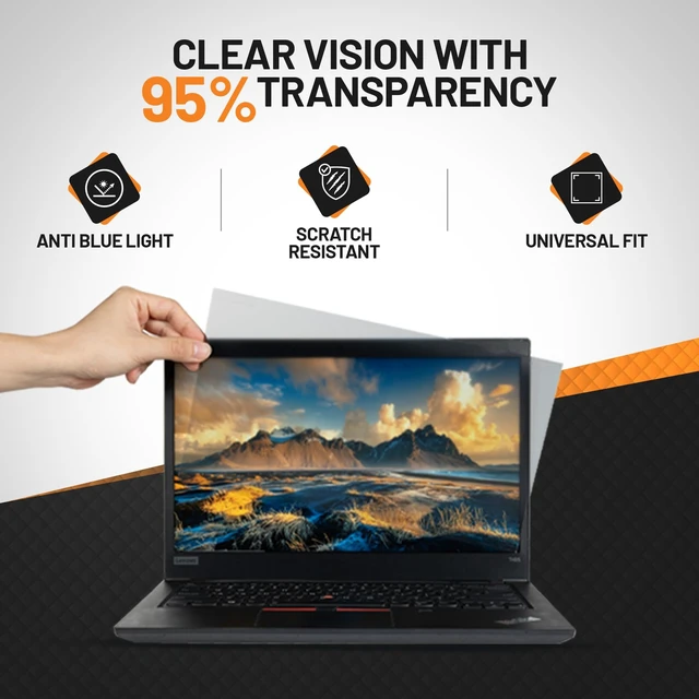 Alt view image 3 of 5 - Tecgear 13.3 Inch Laptop Privacy Screen Filter 16:9 ^^ Anti Glare Blue Light Blocking Screen Protector ^^ Removable Privacy Shield for Laptop and Notebook Computer ^^ Adhesive and Hang Tab Installatio