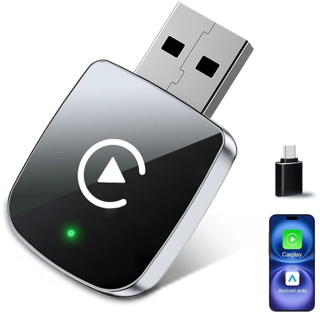 Main image of 2026 Upgrade Wireless CarPlay Adapter for iPhone,2 in 1 for Apple Carplay and Android Auto Adapter,Convert Wired to Wireless, Plug & Play Mini CarPlay USB to USB-C/Type-C, Stable Control
